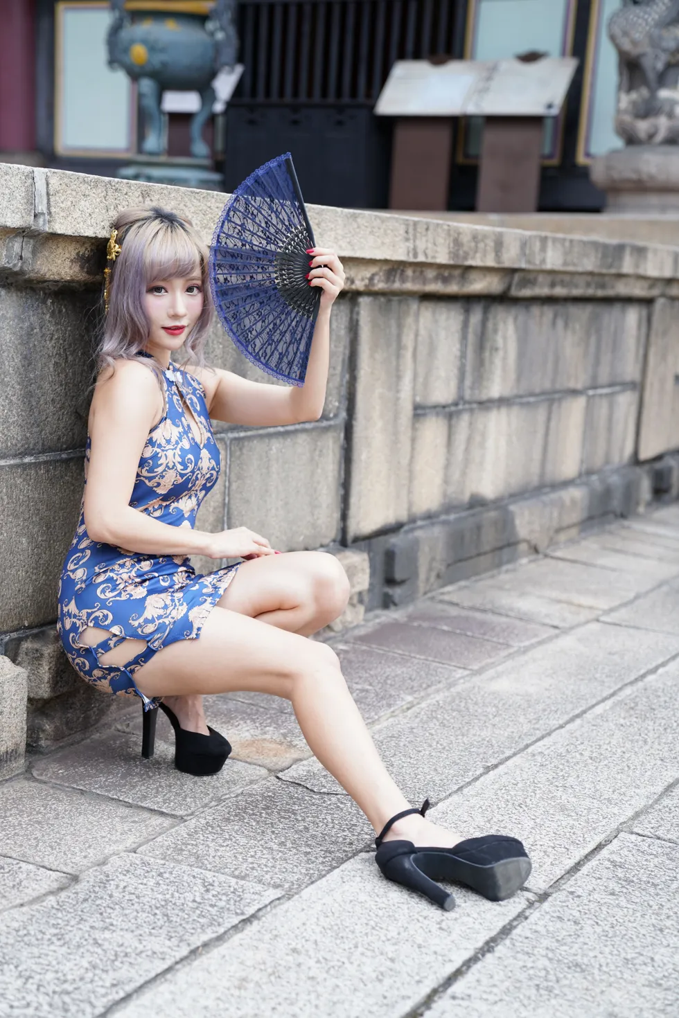 [爱美足] NO.149 薛凯云 蓝花短旗袍高跟美腿 街拍#[105P]-38