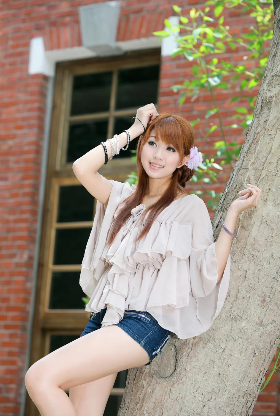 [爱美足] NO.210 小雯 露肩牛仔短裤凉高美腿 街拍#[80P]-9